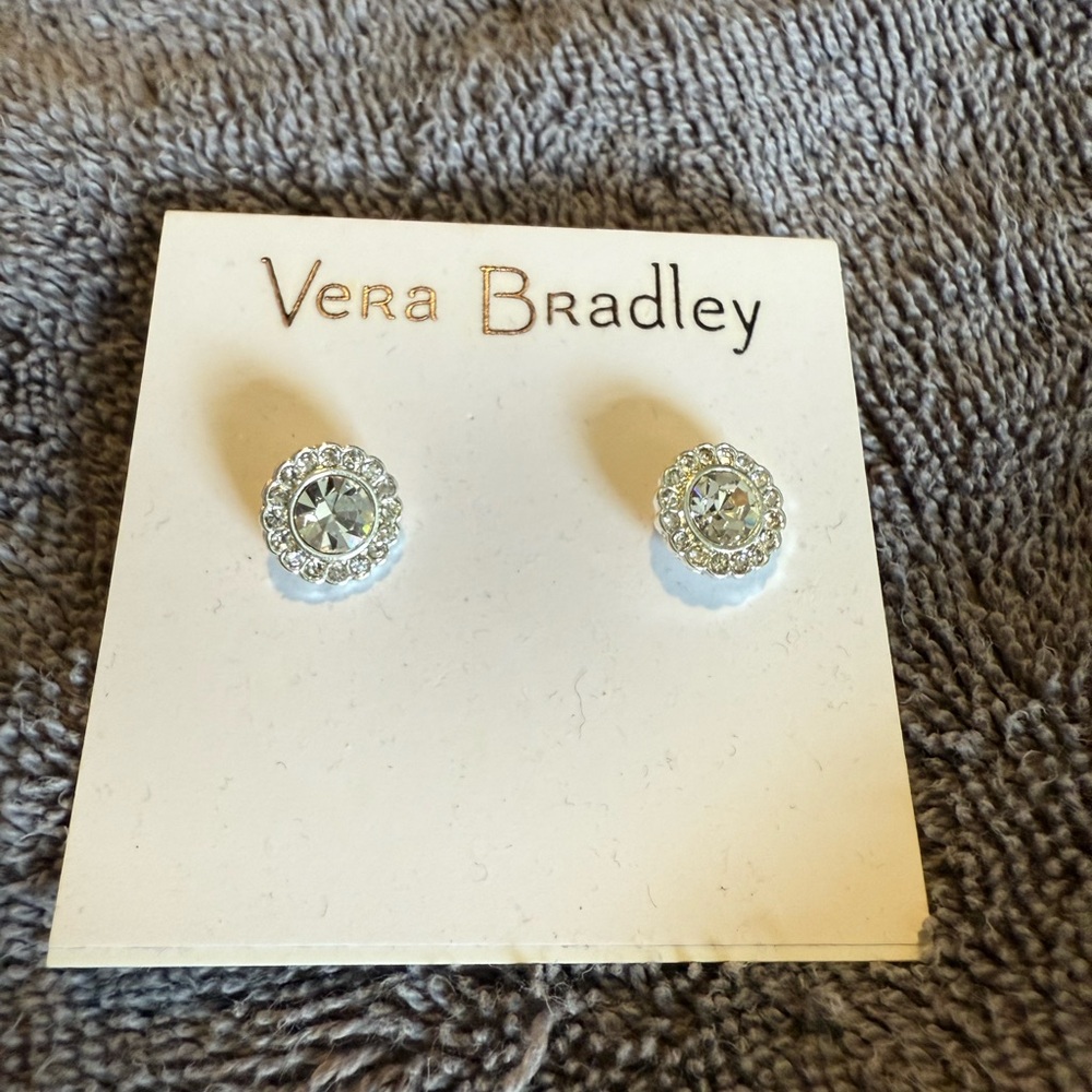 Vera Bradley Silver Crystal Pavé Stud Earrings
